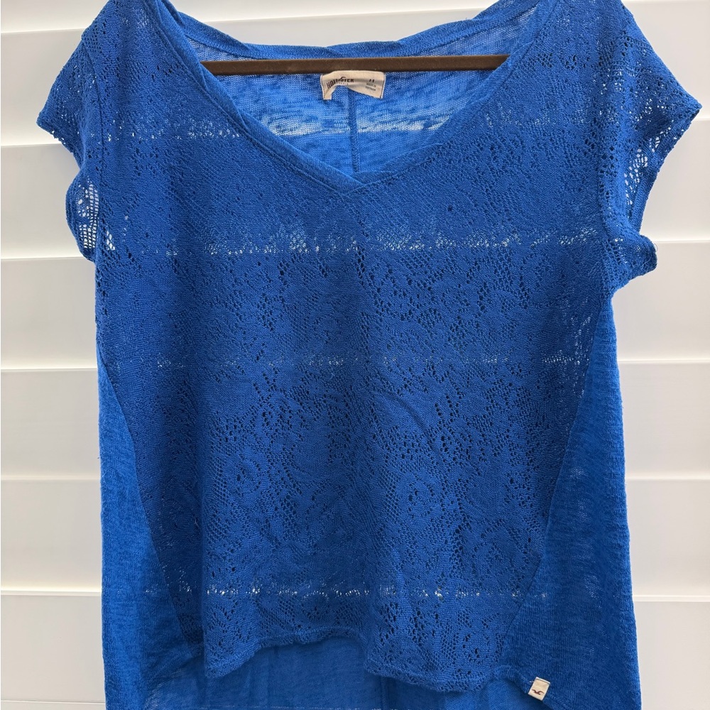Hollister Royal Blue Lace Short Sleeve Top
